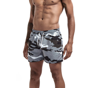 Men's Elastic Drawstring Waist Camouflage Quick-Dry Pocket Shorts