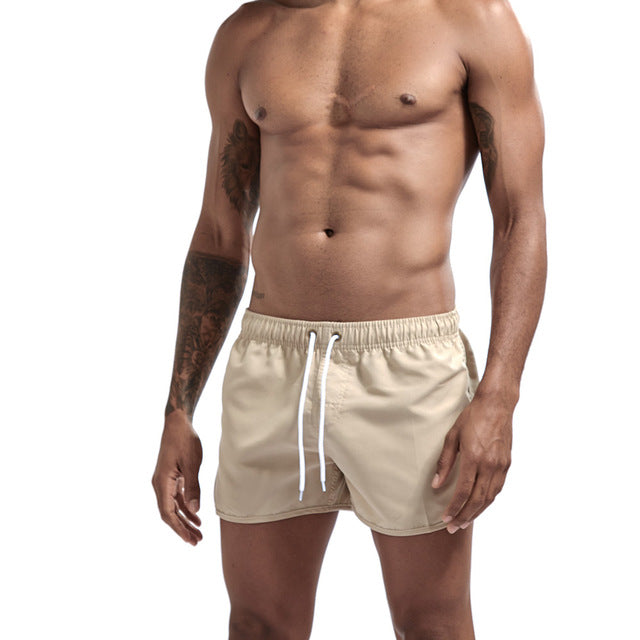 Men's Elastic Drawstring Waist Plain Quick-Dry Pocket Shorts