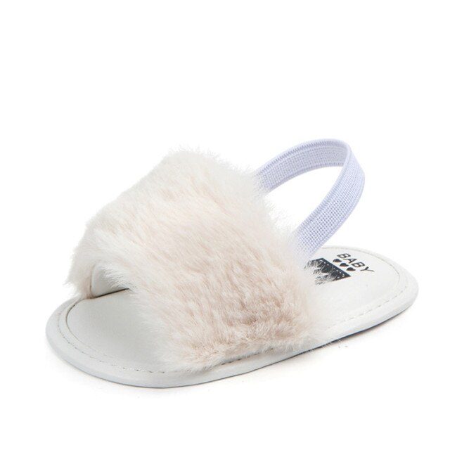 Baby's Round Peep Toe Soft Fur Surface Comfortable Indoor Shoes