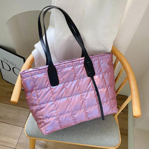 Women's Shiny Leather Surface Zipper Closure Large Handbag