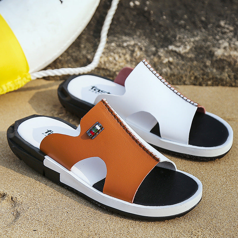 Men's Flat Leather Slip-on Casual Summer Wear Slipper