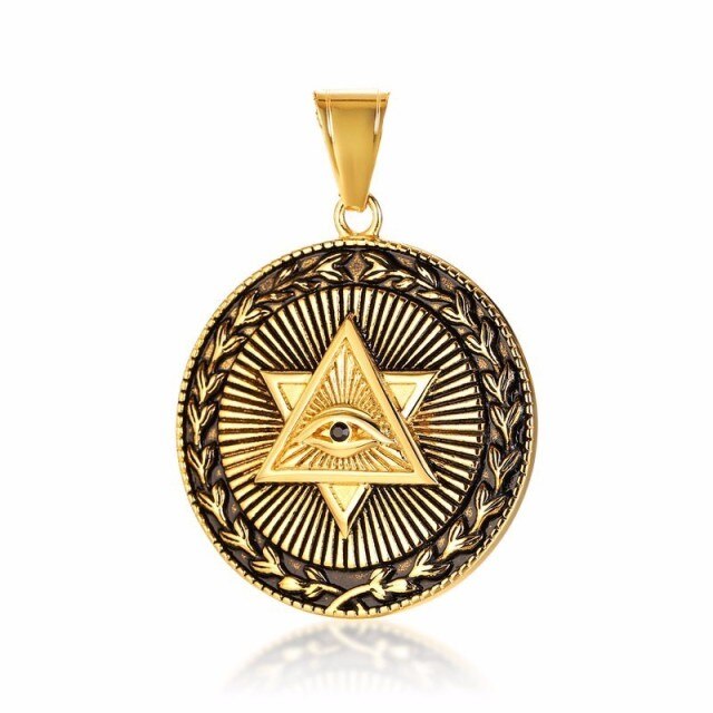 Men's Stainless Steel Eye Of Providence Star Talisman Necklace