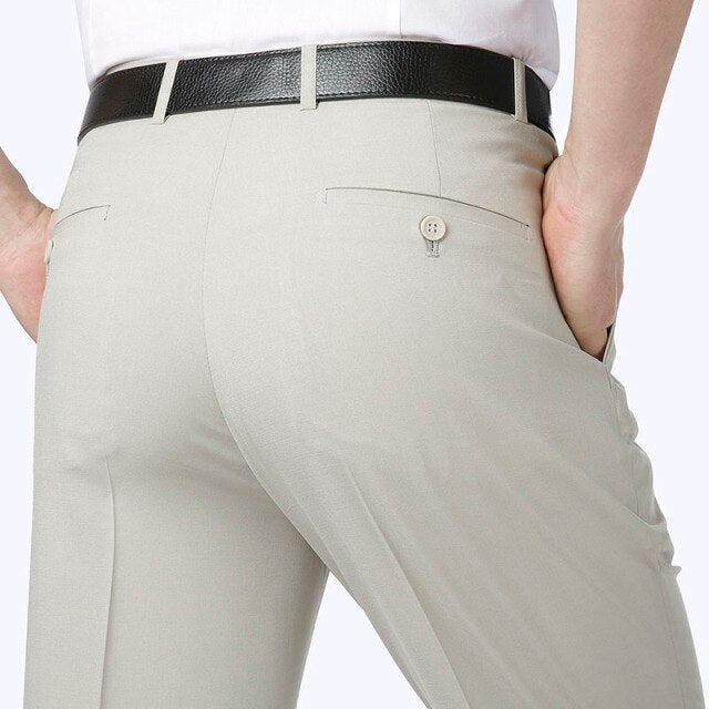 Men's Mid Waist Plain Zipper Closure Office Formal Pants