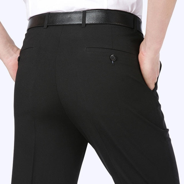 Men's Mid Waist Plain Zipper Closure Office Formal Pants