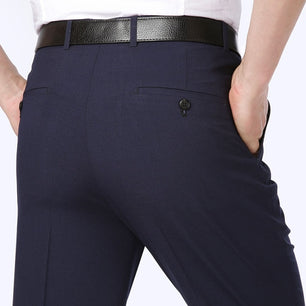 Men's Mid Waist Plain Zipper Closure Office Formal Pants