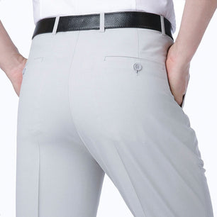 Men's Mid Waist Plain Zipper Closure Office Formal Pants