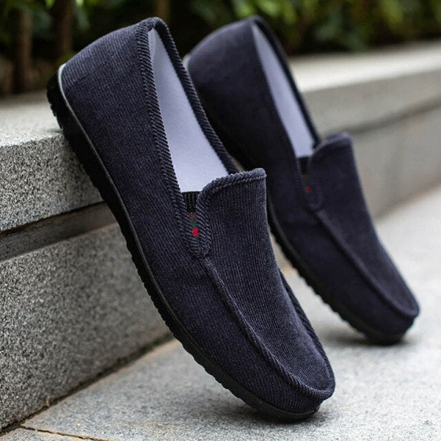 Men's Canvas Outdoor Walking Moccasins Slip-On Casual Shoes