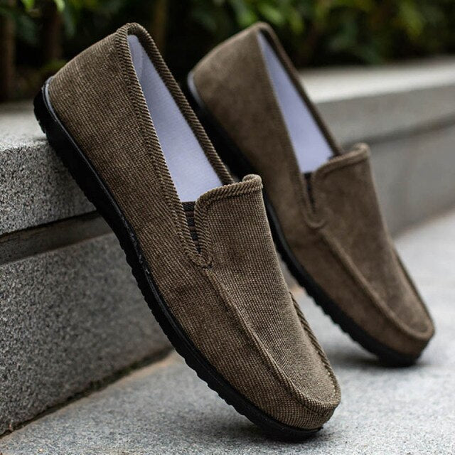 Men's Canvas Outdoor Walking Moccasins Slip-On Casual Shoes