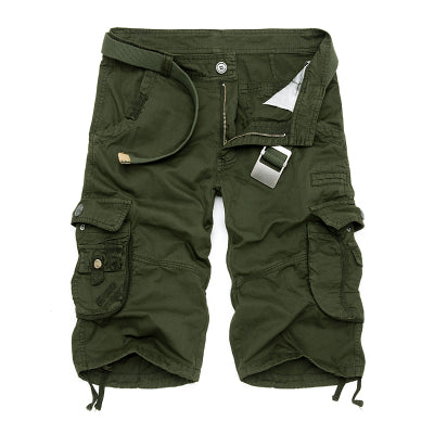 Men's Mid Waist Plain Pattern Zipper Closure Pocket Shorts