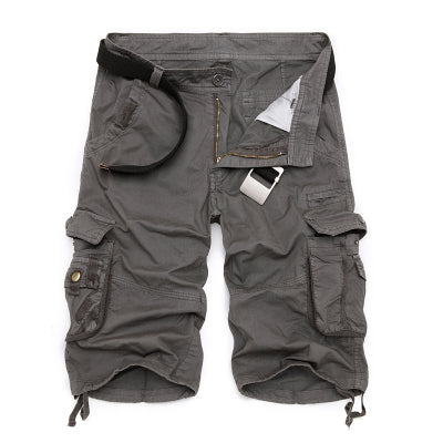 Men's Mid Waist Plain Pattern Zipper Closure Pocket Shorts