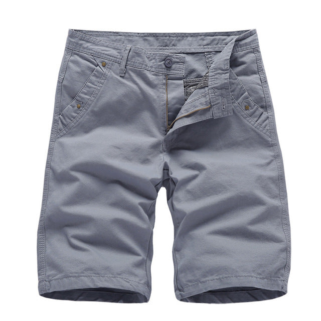 Men's Mid Waist Plain Pattern Zipper Closure Pocket Shorts