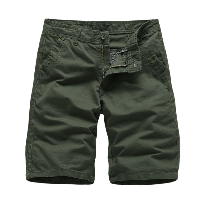 Men's Mid Waist Plain Pattern Zipper Closure Pocket Shorts