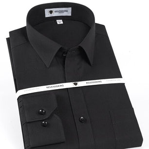 Men's Turn Down Collar Plain Pattern Button Pockets Shirt