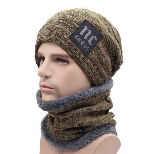 Men's Cloth Stretchable Baggy Hat With Winter Wear Neck Scarf