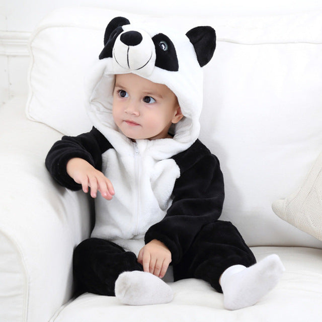 Baby's Long Sleeve Front Zipper Animal Hooded Winter Romper