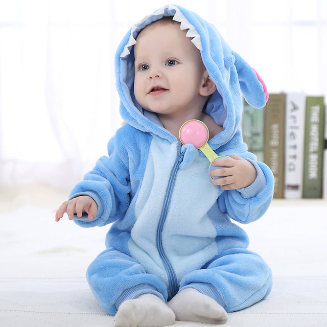 Baby's Long Sleeve Front Zipper Animal Hooded Winter Romper