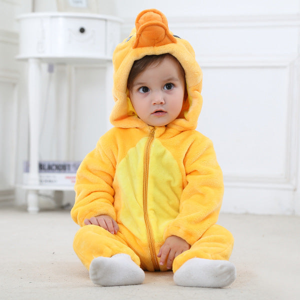 Baby's Long Sleeve Front Zipper Animal Hooded Winter Romper