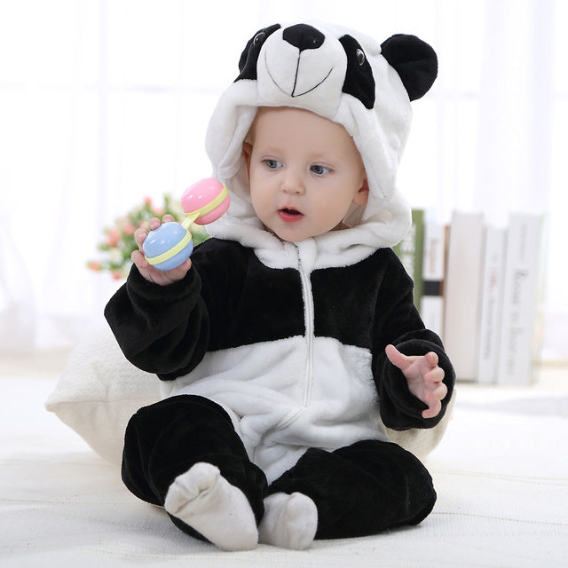 Baby's Long Sleeve Front Zipper Animal Hooded Winter Romper