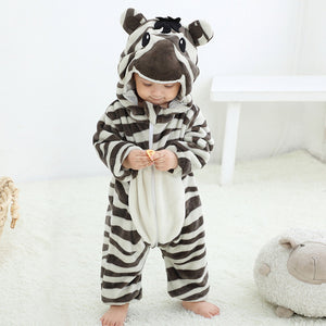 Baby's Long Sleeve Front Zipper Animal Hooded Winter Romper