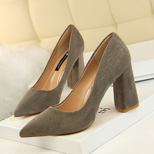 Women's High Heels Office Chunky Slip-On Formal Shoes