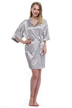 Women's Open Stitch Short Sleeve Plain Belted Waist Nightgown