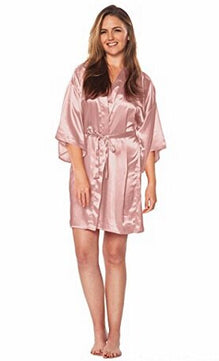 Women's Open Stitch Short Sleeve Plain Belted Waist Nightgown