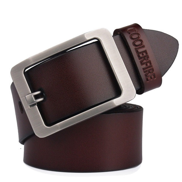 Men's Genuine Leather Plain Square Alloy Pin Buckle Formal Belts