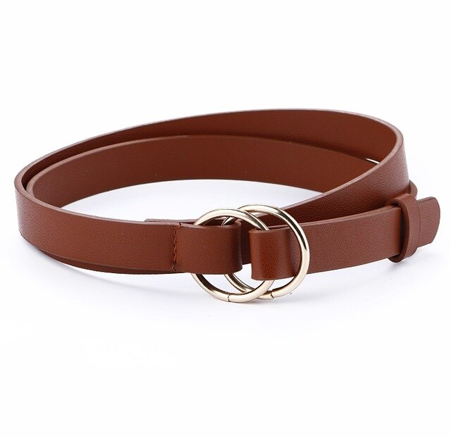 Women's Genuine Leather Strap Alloy Round Buckle Belts