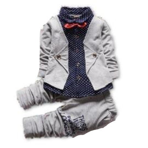 Kid's Turn-down Collar Long Sleeve Polka Dot Shirt With Low Waist Pant