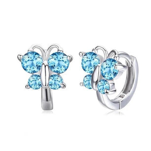 Women's 100% Sterling Silver Butterfly Cubic Zircon Stud Earrings