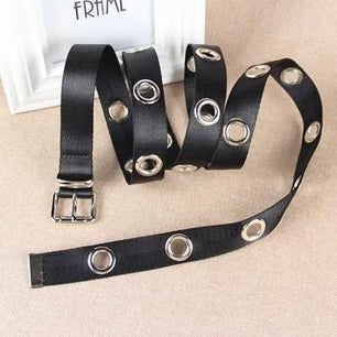 Women's Leather Strap Alloy Round Hole Patchwork Pin Buckle Belts