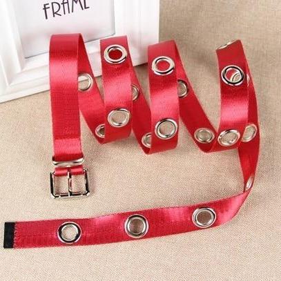 Women's Leather Strap Alloy Round Hole Patchwork Pin Buckle Belts