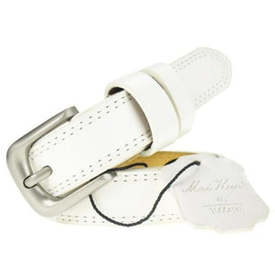 Women's Genuine Plain Leather Square Alloy Pin Buckle Closure Belts