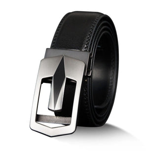 Men's Genuine Leather Plain Strap Pin Buckle Closure Belt