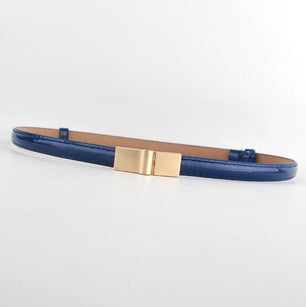 Women's Thin Leather Plain Strap Alloy Automatic Buckle Waist Belts