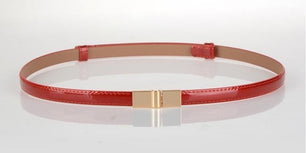 Women's Thin Leather Plain Strap Alloy Automatic Buckle Waist Belts