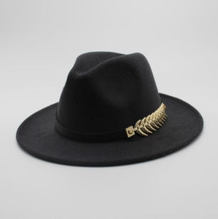 Men's Round Plain Plush Alloy Belt Wrap Casual Wear Brim Hats