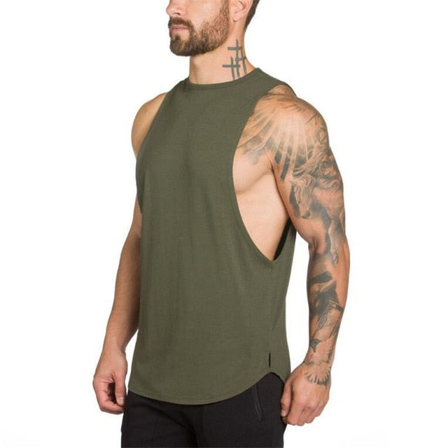 Men's Round Neck Sleeveless Plain Quick Dry Workout Stringer Vests