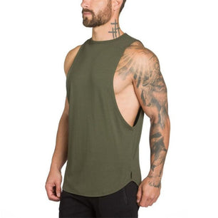 Men's Round Neck Sleeveless Plain Quick Dry Workout Stringer Vests