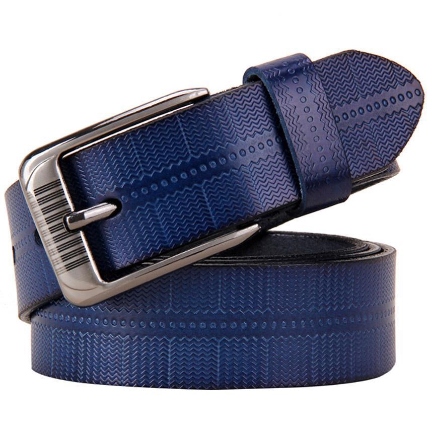 Women's Genuine Leather Linen Patchwork Alloy Pin Buckle Belts