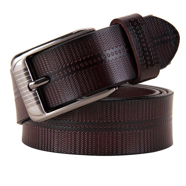 Women's Genuine Leather Linen Patchwork Alloy Pin Buckle Belts