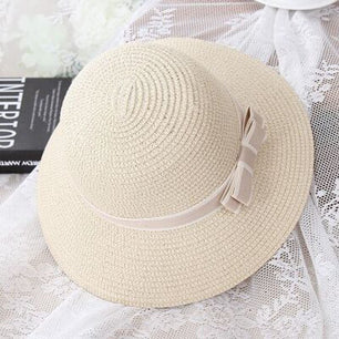 Women's Round Straw Bow-Knot Ribbon Large Wide Summer Hats