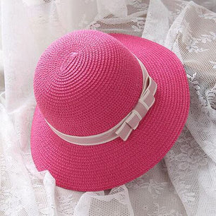 Women's Round Straw Bow-Knot Ribbon Large Wide Summer Hats