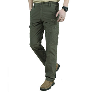 Men's Mid Waist Plain Button Zipper Closure Side Pocket Casual Pants