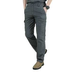 Men's Mid Waist Plain Button Zipper Closure Side Pocket Casual Pants