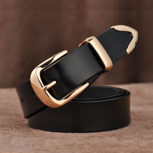 Women's Genuine Leather Strap Square Alloy Pin Buckle Closure Belts