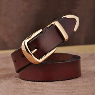 Women's Genuine Leather Strap Square Alloy Pin Buckle Closure Belts