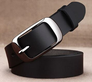 Women's Genuine Leather Strap Square Alloy Pin Buckle Closure Belts