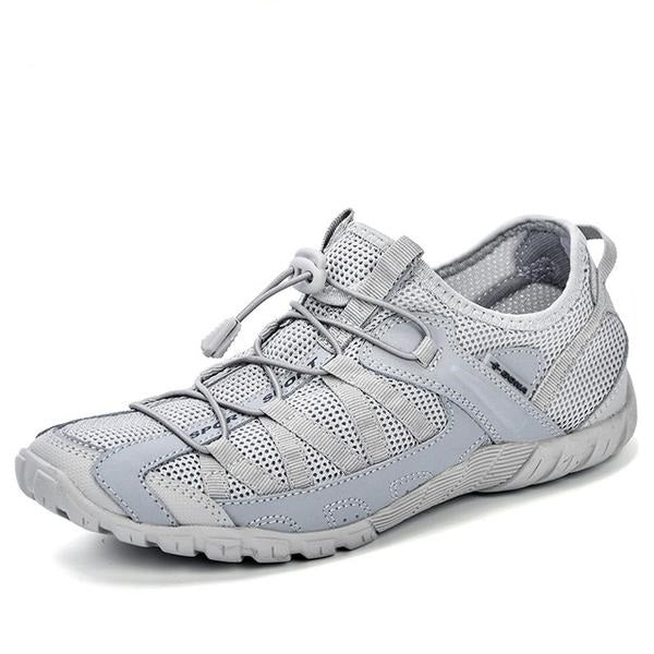 Men's Round Toe Mesh Cross Elastic Lace-Up Sportswear Sneakers