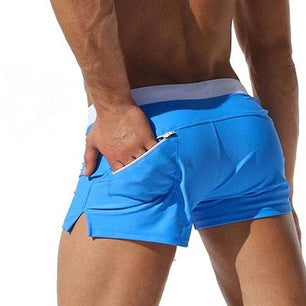 Men's Drawstring Waist Plain Quick Dry Pocket Swimwear Short